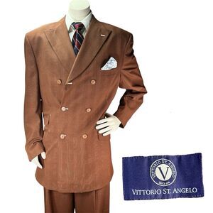 Vittorio St. Angelo Men's 2pc Suit Set 44L 36x33 Subtle Plaid